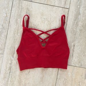 PINK VS Red Unlined Bralette W/ Criss Cross Front